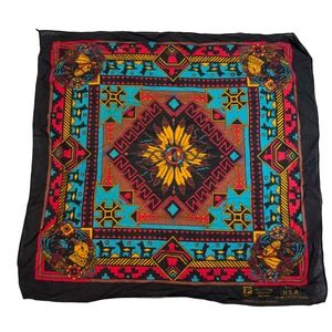 Vintage Paris Accessories Native American Bandanna Horse Eagle Fabric Panel USA